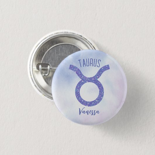 Niedliches Taurus Astrologie Signieren Personalisi Button (Vorne & Hinten)