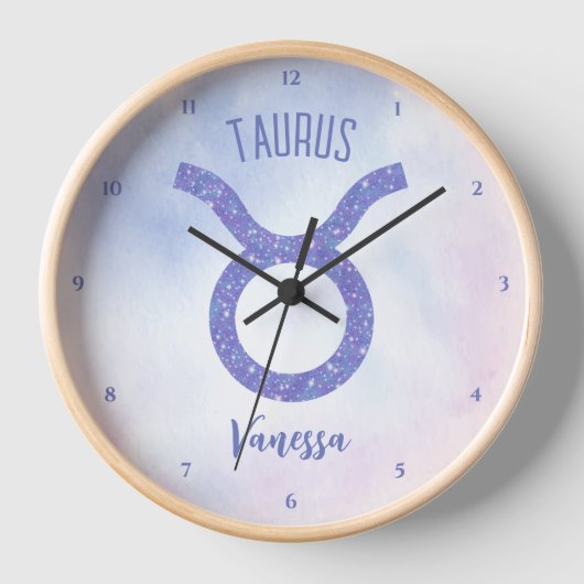 Niedliches Taurus Astrologie Signieren Personalisi Uhr (Vorderseite)