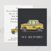 Niedliches Taxi-Fahrerhaus Einladung (Vorne/Hinten)