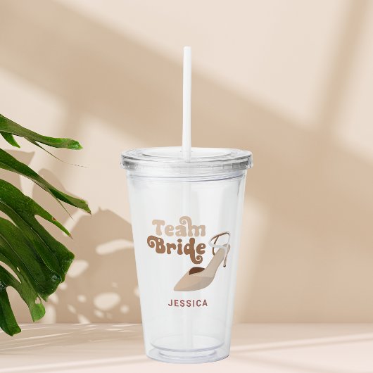 Niedliches Team Bride Brautparty Personalisiert Acryltrinkbecher