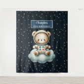 Niedliches Teddy Astronaut Party Hintergrund für J Wandteppich (Vorderseite)