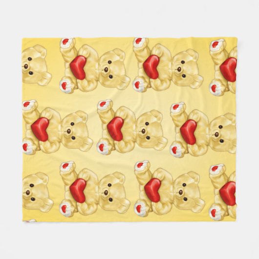 Niedliches Teddy Bär Holding Herz - Adorable Plush Fleecedecke (Vorderseite (Horizontal))