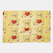 Niedliches Teddy Bär Holding Herz - Adorable Plush Geschirrtuch (Horizontal)