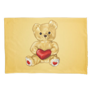 Niedliches Teddy Bär Holding Herz - Adorable Plush Kissenbezug