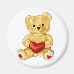 Niedliches Teddy Bär Holding Herz - Adorable Plush Magnet