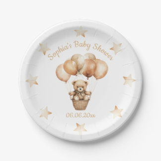Niedliches Teddy Bärengeschlecht neutral Pappteller