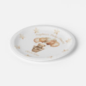 Niedliches Teddy Bärengeschlecht neutral Pappteller (Schrägansicht)