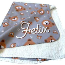 Niedliches Teddy-Bärenmuster Personalisiert Sherpadecke