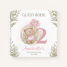 Niedliches Teddy Bear 2. Geburtstag Pink Gastbuch
