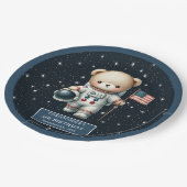 Niedliches Teddy Bear Astronaut Baby Boy Dusche Pa Pappteller (Schrägansicht)
