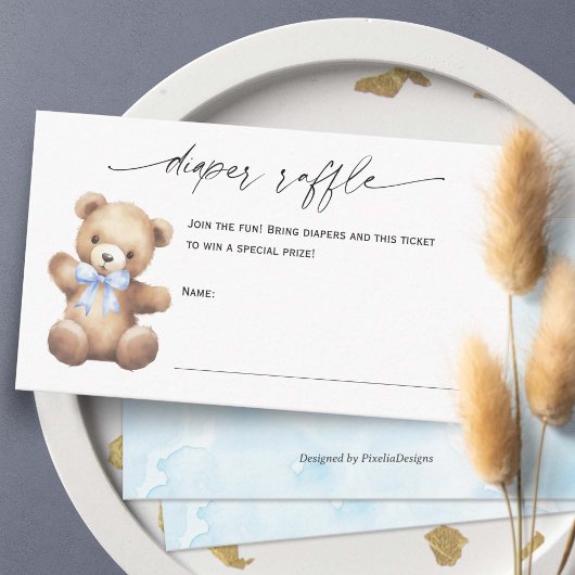 Niedliches Teddy Bear Baby Boy Diaper Raffel Ticke Begleitkarte