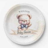 Niedliches Teddy Bear Baby Dusche Wasserfarbe Eleg Pappteller (Vorderseite)