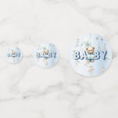 Niedliches Teddy Bear Blue Floral Schönes Party Konfetti (Rückseiten)