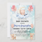 niedliches Teddy Bear Blume Ballon Babydusche Part Einladung (Vorderseite)