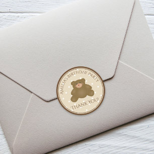 Niedliches Teddy Bear Cub Baby Erstgeburt Danke Runder Aufkleber