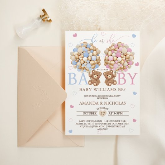 Niedliches Teddy Bear Gender Einladung