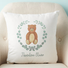 Niedliches Teddy Bear Greenery Kinderzimmer Kissen
