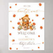 Niedliches Teddy Bear & Pumpkins Baby Dusche Willk Poster (Vorne)