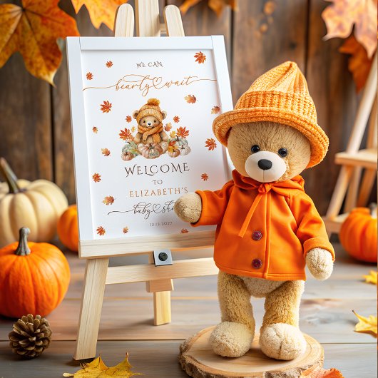 Niedliches Teddy Bear & Pumpkins Baby Dusche Willk Poster
