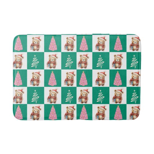 Niedliches Teddy Bear Santa Merry Weihnachtsbaum P Badematte (Vorderseite)