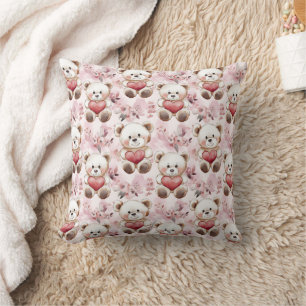 Niedliches Teddy Bear Valentine's Day Hearts Muste Kissen
