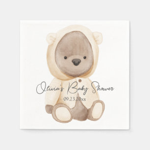 Niedliches Teddy Bear Watercolor Personalisiert Ba Serviette