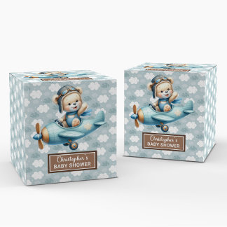 Niedliches Teddy Beer Pilot Blue Baby Gastgeschenk Geschenkschachtel