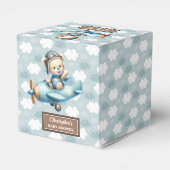 Niedliches Teddy Beer Pilot Blue Baby Gastgeschenk Geschenkschachtel (Rückseite)