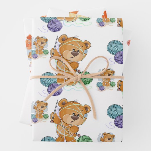 Niedliches Teddybär Wrapping Paper Flat Sheet Set Geschenkpapier Set (Beispiel)