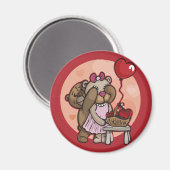 Niedliches Teddypärchen mit rotem Magnet (Vorderseite/Rückseite)