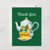 Niedliches Teehaus danke Postkarte (Vorne/Hinten)
