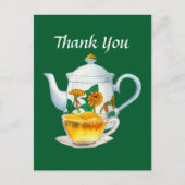 Niedliches Teehaus danke Postkarte (Vorderseite)