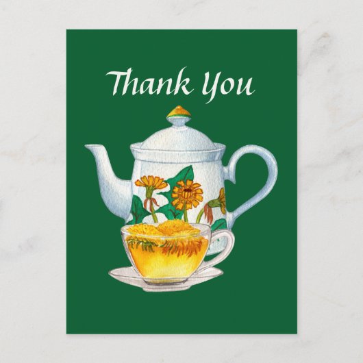 Niedliches Teehaus danke Postkarte (Vorderseite)