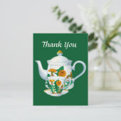 Niedliches Teehaus danke Postkarte (Stehend Vorderseite)
