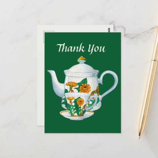 Niedliches Teehaus danke Postkarte (Vorderseite/Rückseite Beispiel)