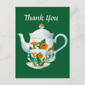 Niedliches Teehaus danke Postkarte (Vorderseite)