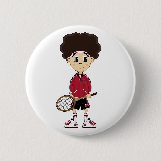 Niedliches Tennis-Jungen-Abzeichen Button (Vorderseite)