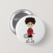 Niedliches Tennis-Jungen-Abzeichen Button (Vorne & Hinten)