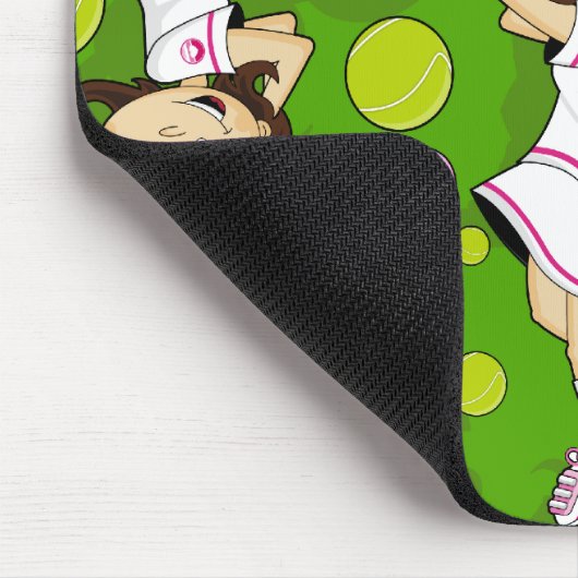 Niedliches Tennis-Mädchen Mousepad (Ecke)