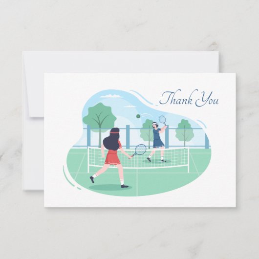 Niedliches Tennis verleiht Stimmung Dankeskarte (Vorderseite)