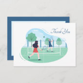 Niedliches Tennis verleiht Stimmung Dankeskarte (Vorne/Hinten)