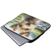 Niedliches Terrier in Wasserfarbe Laptopschutzhülle (Vorne Knopf)
