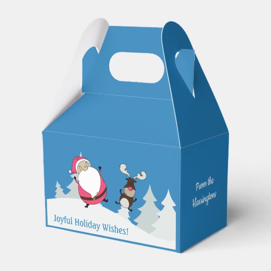 Niedliches Textfeld "Santa & Reindee" Geschenkschachtel (Vorderseite)