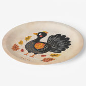 Niedliches Thanksgiving Paper Plate Pappteller (Schrägansicht)