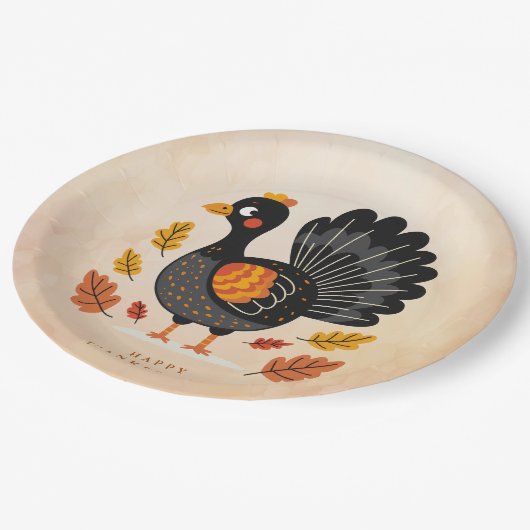 Niedliches Thanksgiving Paper Plate Pappteller (Schrägansicht)
