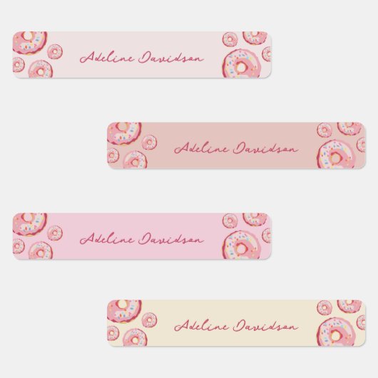 Niedliches Thema Donut Wasserfeste Kinder Name Etiketten (Gruppe)