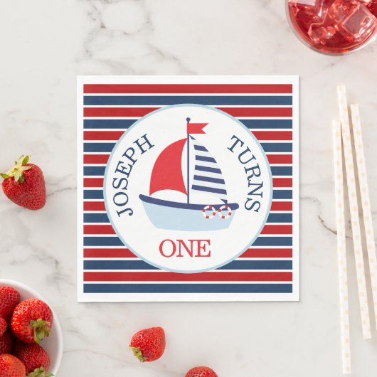 Niedliches Thema für Segelboote Serviette (Beispiel)