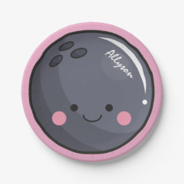 Niedliches Thema Kawaii Bowling Ball Personalisier Pappteller