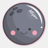 Niedliches Thema Kawaii Bowling Ball Personalisier Runder Aufkleber (Vorderseite)