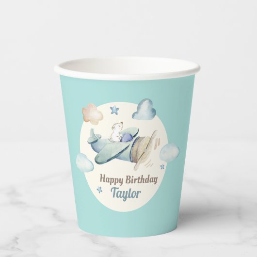 Niedliches Thema Luftfahrt Kindergeburtsfeier Pappbecher (Vorderseite)